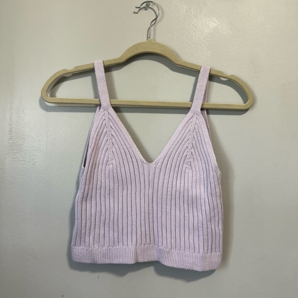 Aerie Knit Crop Tank Top Lilac Purple Size XL